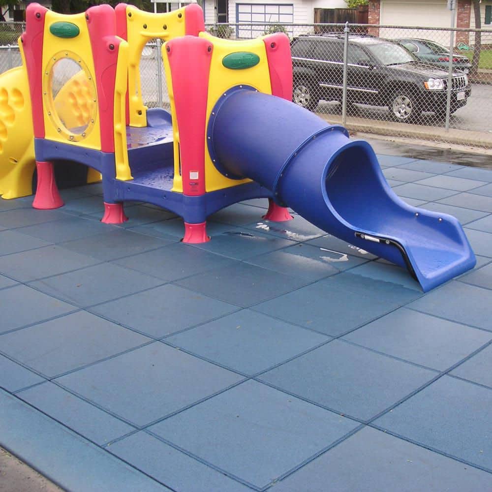Rubber-Cal Eco-Safety Interlocking Playground Tile, 2.5 x 19.5 x 19.5 in, Single Tile, 2.77 sq. ft. Coverage, Black