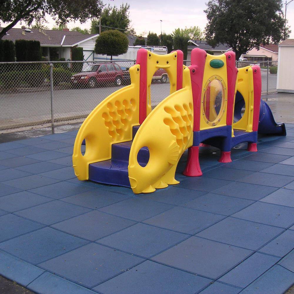 Rubber-Cal "Eco-Safety" Interlocking Playground Tiles, 2.50 x 19.5 x 19.5 in, 20-Pack, 55 sq. ft. Coverage, Black
