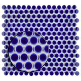 Merola Tile Hudson Penny Round Cobalt 12 in. x 12-5/8 in. x 5 mm Porcelain Mosaic Tile (10.74 sq. ft. / case)