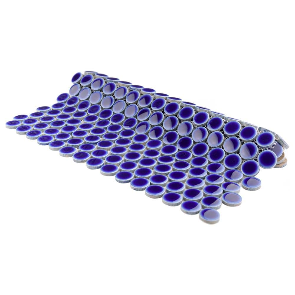 Merola Tile Hudson Penny Round Cobalt 12 in. x 12-5/8 in. x 5 mm Porcelain Mosaic Tile (10.74 sq. ft. / case)