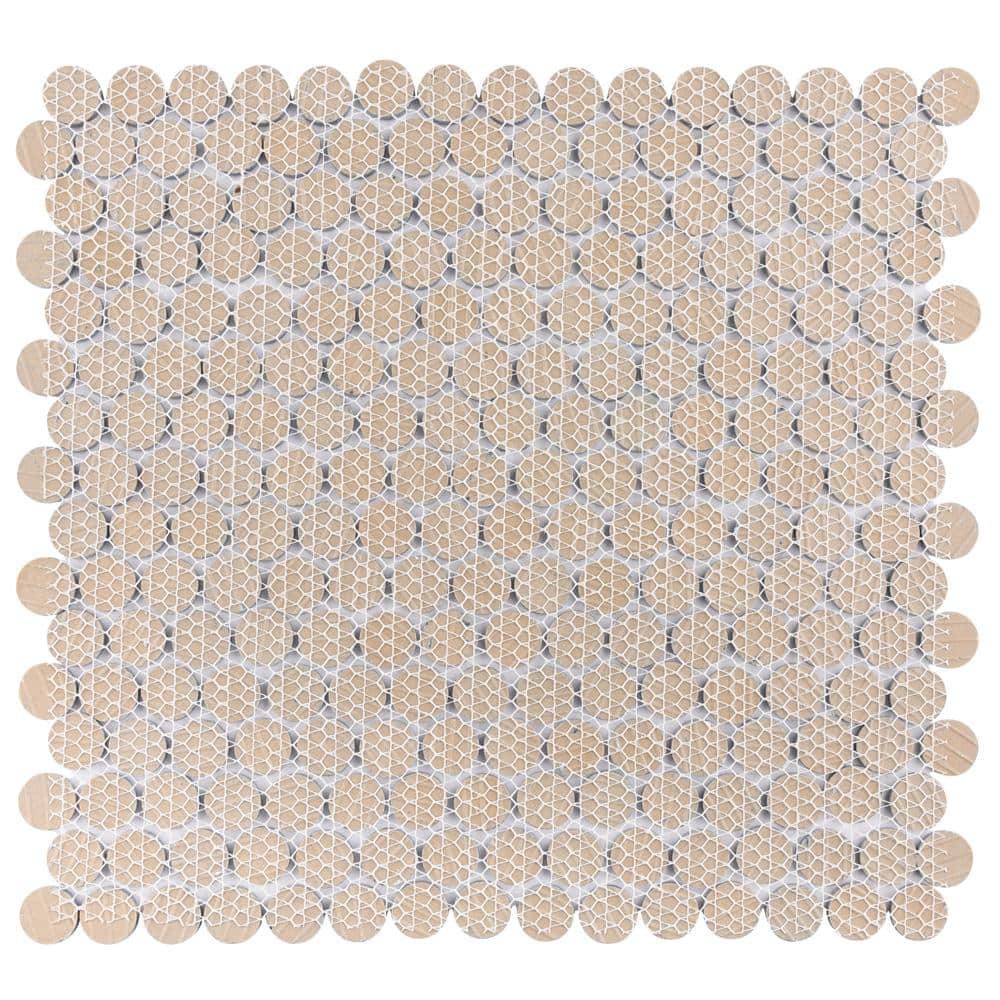 Merola Tile Hudson Penny Round Cobalt 12 in. x 12-5/8 in. x 5 mm Porcelain Mosaic Tile (10.74 sq. ft. / case)