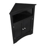 Aoibox 24 in. W x 12 in. D x 32 in. H in Coffee Assembled Floor Corner Cabinet with Doors and Shelves for Bathroom, Kitchen