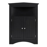 Aoibox 24 in. W x 12 in. D x 32 in. H in Coffee Assembled Floor Corner Cabinet with Doors and Shelves for Bathroom, Kitchen