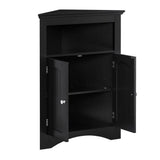 Aoibox 24 in. W x 12 in. D x 32 in. H in Coffee Assembled Floor Corner Cabinet with Doors and Shelves for Bathroom, Kitchen