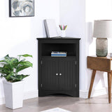 Aoibox 24 in. W x 12 in. D x 32 in. H in Coffee Assembled Floor Corner Cabinet with Doors and Shelves for Bathroom, Kitchen