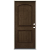 JELD-WEN 36 in. x 80 in. Left-Hand Inswing 2-Panel Square Coffee Bean Stain Fiberglass Prehung Front Door with Brickmould