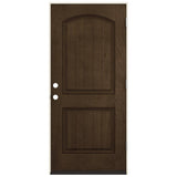 JELD-WEN 36 in. x 80 in. Left-Hand Inswing 2-Panel Square Coffee Bean Stain Fiberglass Prehung Front Door with Brickmould