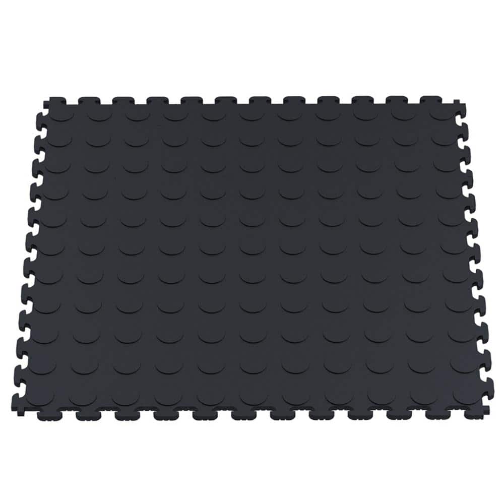 Norsk Multi-Purpose Black 18.3 in. x 18.3 in. PVC Garage Flooring Tile with Raised Coin Pattern (6-Pieces)