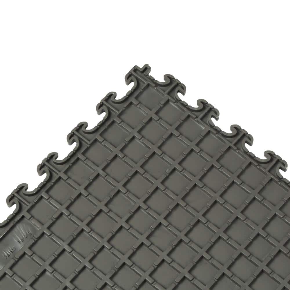 Norsk Multi-Purpose 18.3 in. x 18.3 in. Dove Gray PVC Garage Flooring Tile with Raised Coin Pattern (6-Pieces)