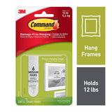 3M Command Medium White Picture Hanging Strips, 12 lb Capacity, 6 Pairs