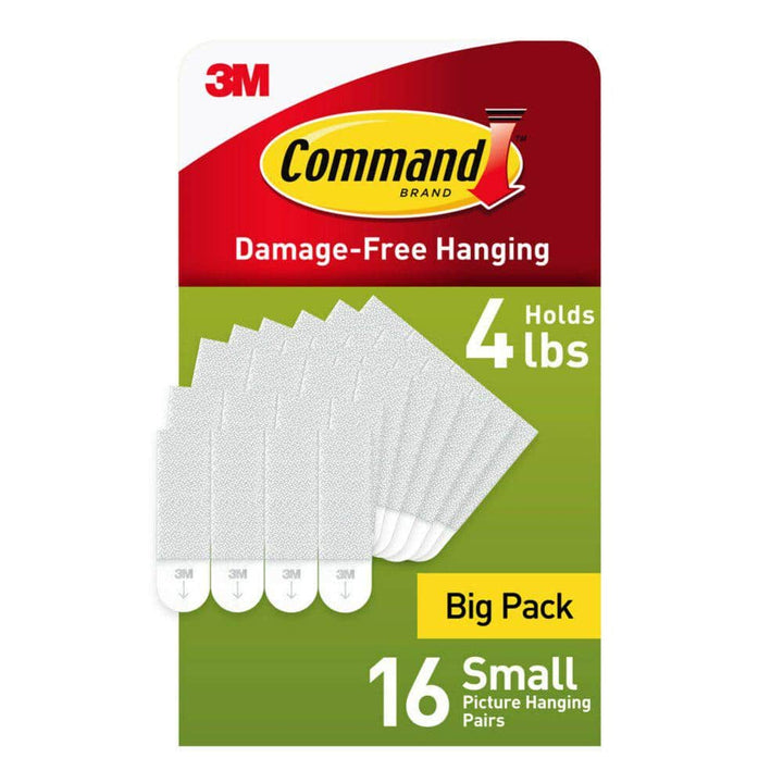 3M Command Small Picture Hanging Strips, Gallery Wall Value Pack, 16 Pairs Hold up to 4 lbs per 4 pairs (17205-16ES)