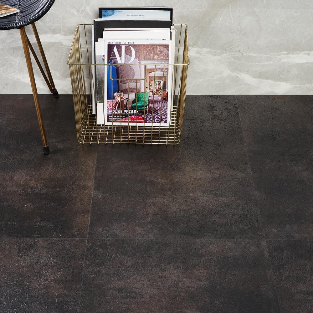 Ivy Hill Tile Duren 28mil Concreto Obsidian 18 in. x 36 in. Glue Down Luxury Vinyl Tile Flooring (36 sq. ft.)