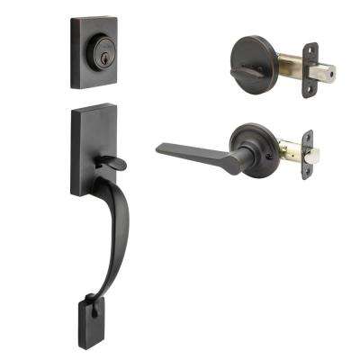 Delaney 
    Italian Collection Briona Edged Bronze Dummy Door Handleset with Santo Interior Left-Hand - Super Arbor