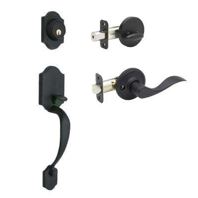 New
     
    Sandcast Collection Castille Aged Black Single Cylinder Deadbolt Entry Door Handleset with Tulum Knob Inside Trim - Super Arbor