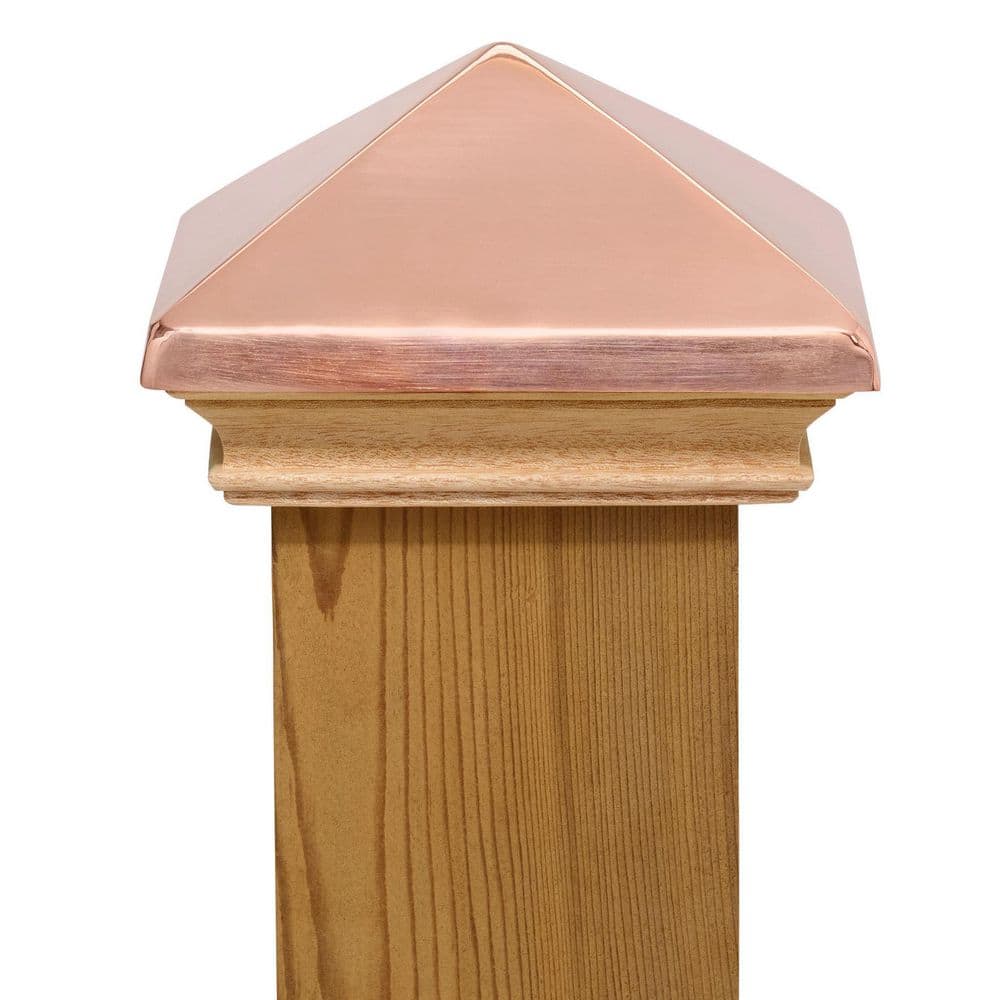 Protectyte Miterless 4 in. x 4 in. Untreated Wood Flat Slip Over Fence Post Cap with Copper Pyramid