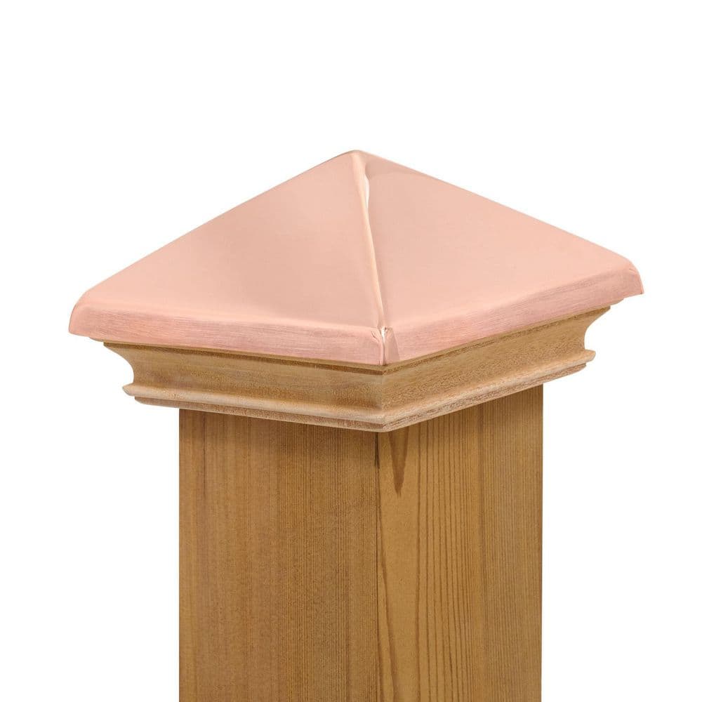 Protectyte Miterless 4 in. x 4 in. Untreated Wood Flat Slip Over Fence Post Cap with Copper Pyramid