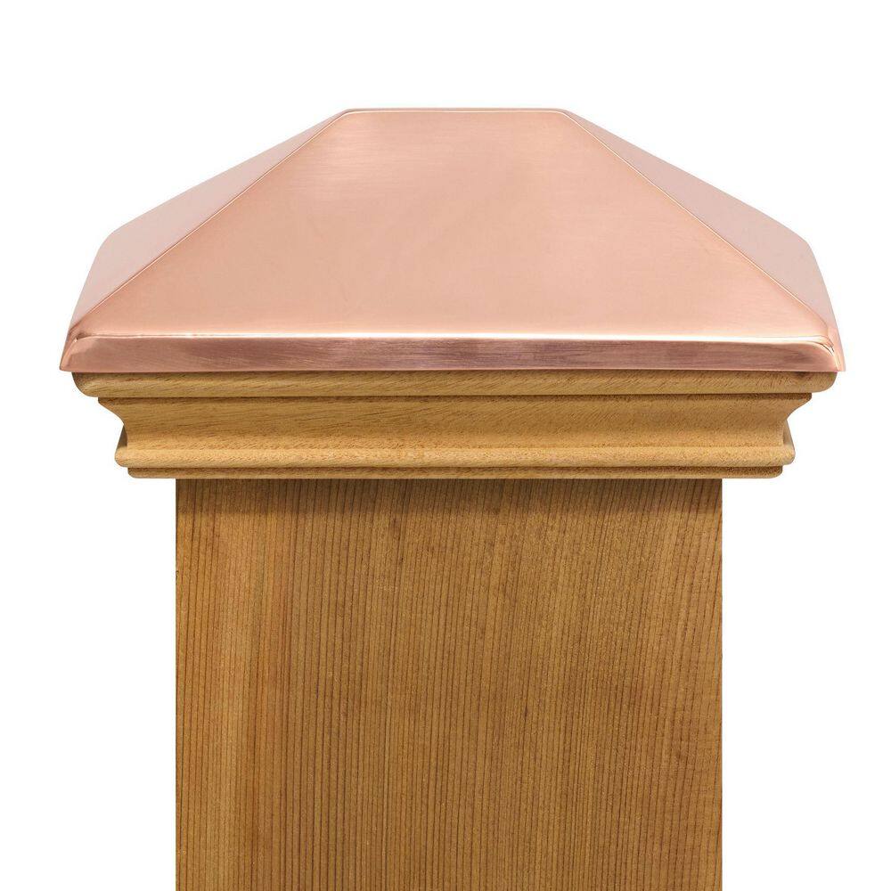 Protectyte Miterless 4 in. x 6 in. Untreated Wood Flat Slip Over Fence Post Cap with Copper Pyramid