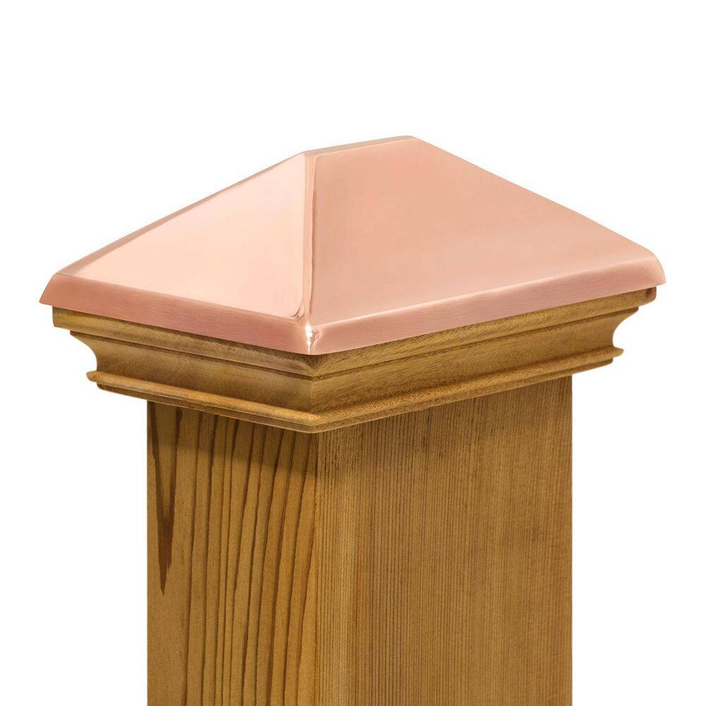 Protectyte Miterless 4 in. x 6 in. Untreated Wood Flat Slip Over Fence Post Cap with Copper Pyramid