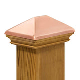 Protectyte Miterless 4 in. x 6 in. Untreated Wood Flat Slip Over Fence Post Cap with Copper Pyramid