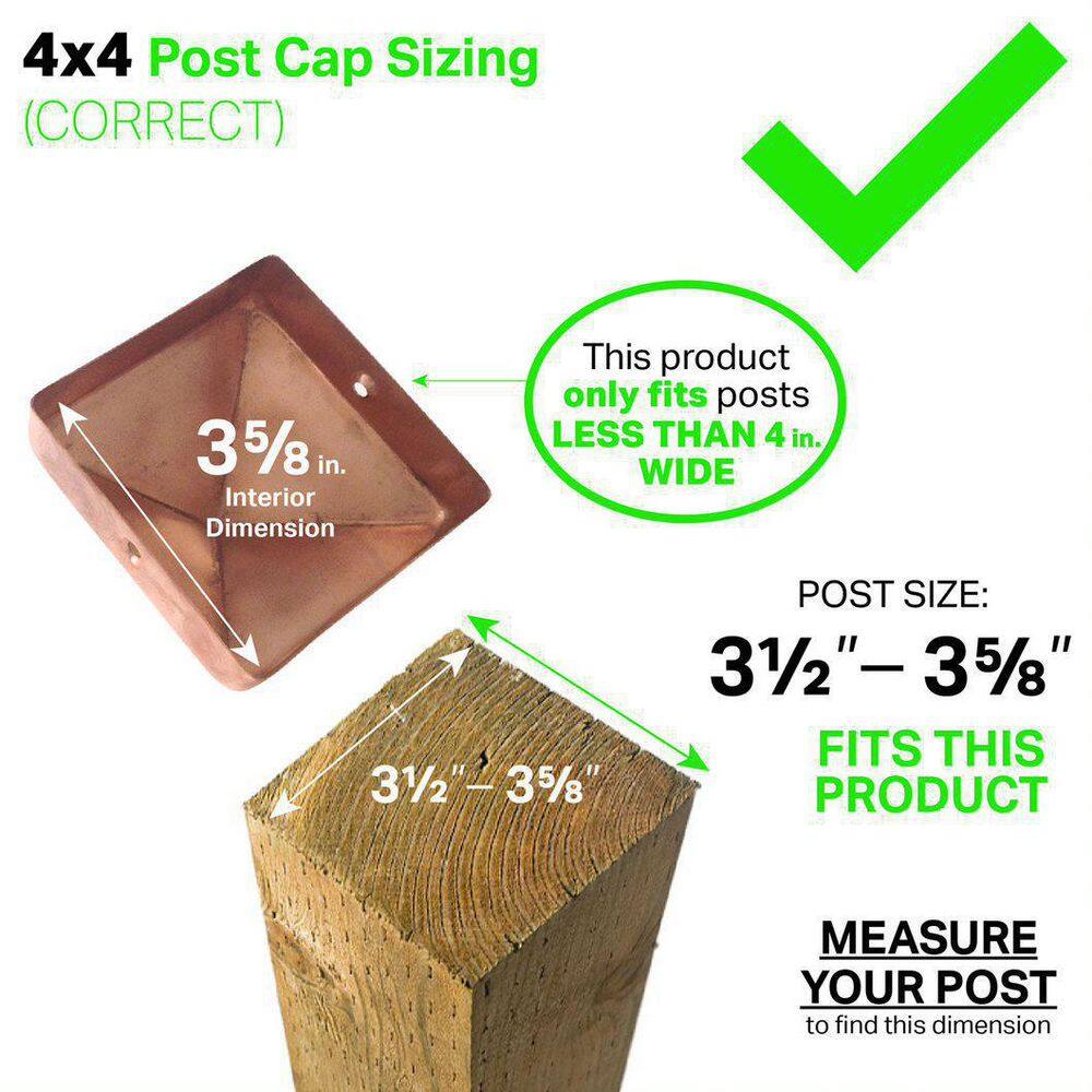 Protectyte 4 in. x 4 in. Copper Flat Top Slip Over Fence Post Cap with 3/4 in. Lip and Screws