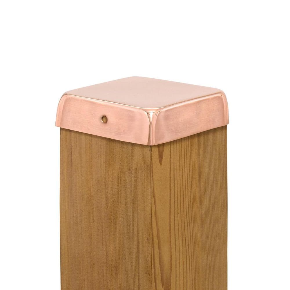Protectyte 4 in. x 4 in. Copper Flat Top Slip Over Fence Post Cap with 3/4 in. Lip and Screws