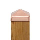 Protectyte 4 in. x 4 in. Copper Pyramid Slip Over Fence Post Cap (For Rough Cut Post)