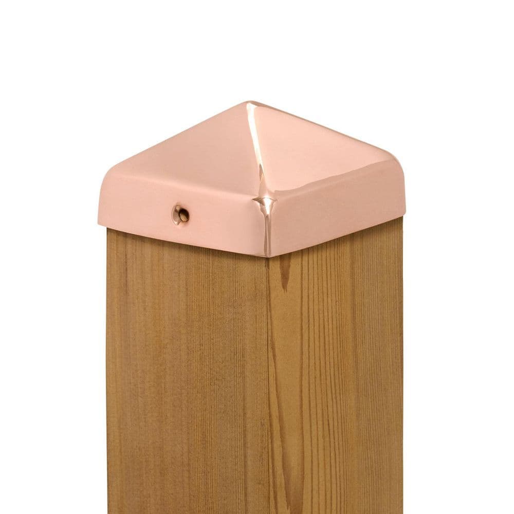 Protectyte 4 in. x 4 in. Copper Pyramid Slip Over Fence Post Cap (For Rough Cut Post)