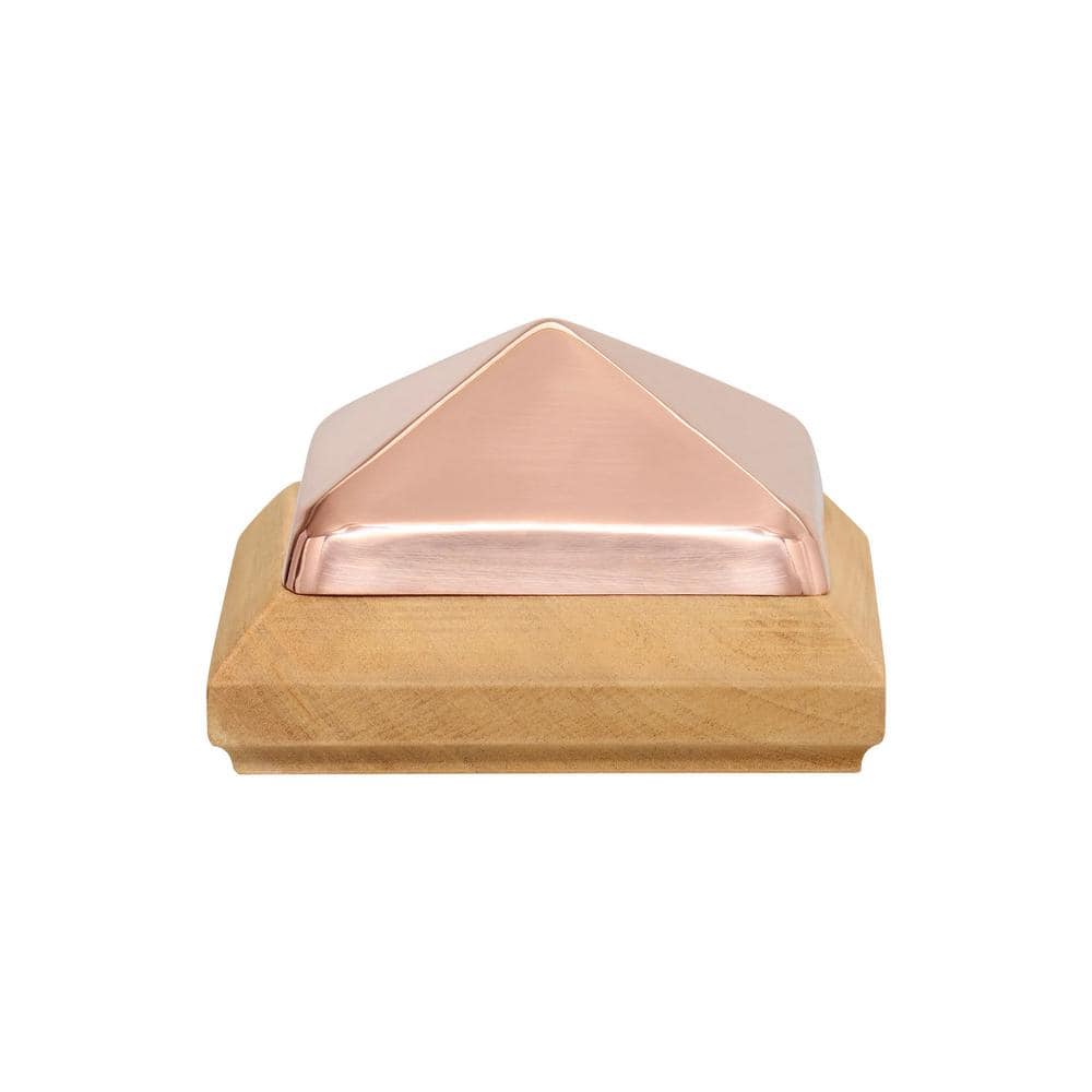 Protectyte 4 in. x 4 in. Post Cap - Traditional Slip Over Fence Post Cap with Copper Pyramid Untreated wood