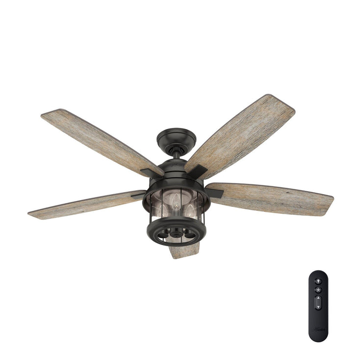 Hunter Coral Bay 52-in Noble Bronze LED Indoor/Outdoor Ceiling Fan with Remote (5-Blade)