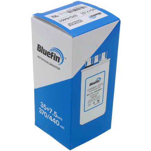 Bluefin CPDRR1-3575 capacitor - label view (Product Type: Capacitor; Voltage: 440/370V)