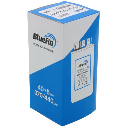 Bluefin CPDRR1-405 capacitor - label view (Product Type: Capacitor; Voltage: 440/370V)