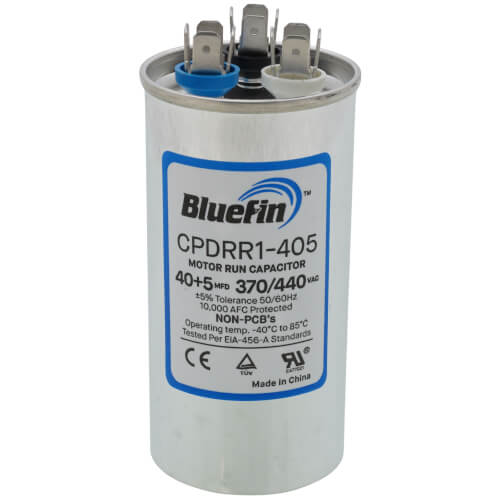 Bluefin CPDRR1-405 capacitor - front view (Product Type: Capacitor; Voltage: 440/370V)