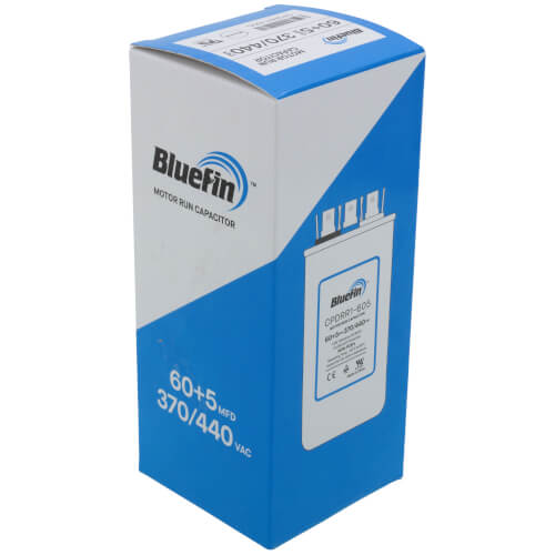 Bluefin CPDRR1-605 capacitor - label view (Product Type: Capacitor; Voltage: 440/370V)