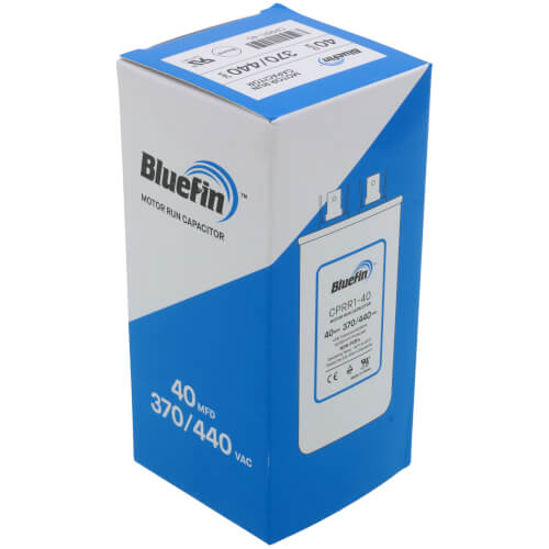 Bluefin CPRR1-40 capacitor - label view (Product Type: Capacitor; Voltage: 440/370V)