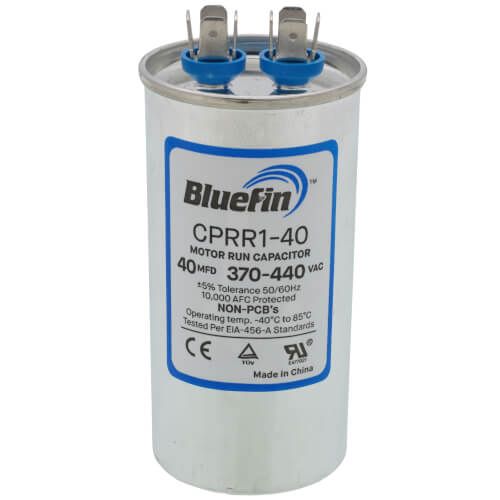 Bluefin CPRR1-40 capacitor - front view (Product Type: Capacitor; Voltage: 440/370V)