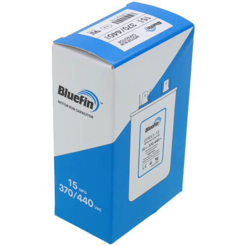 Bluefin CPRV1-15 capacitor - label view (Product Type: Capacitor; Voltage: 440/370V)