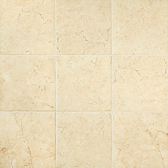 American Olean Mirasol Crema Laila 24-in x 24-in Glazed Porcelain Marble-Look Tile, 4-Pack
