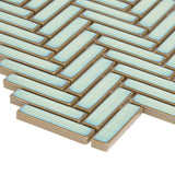 Kai Mint Green 1x2" Herringbone Glossy Porcelain Mosaic Tile