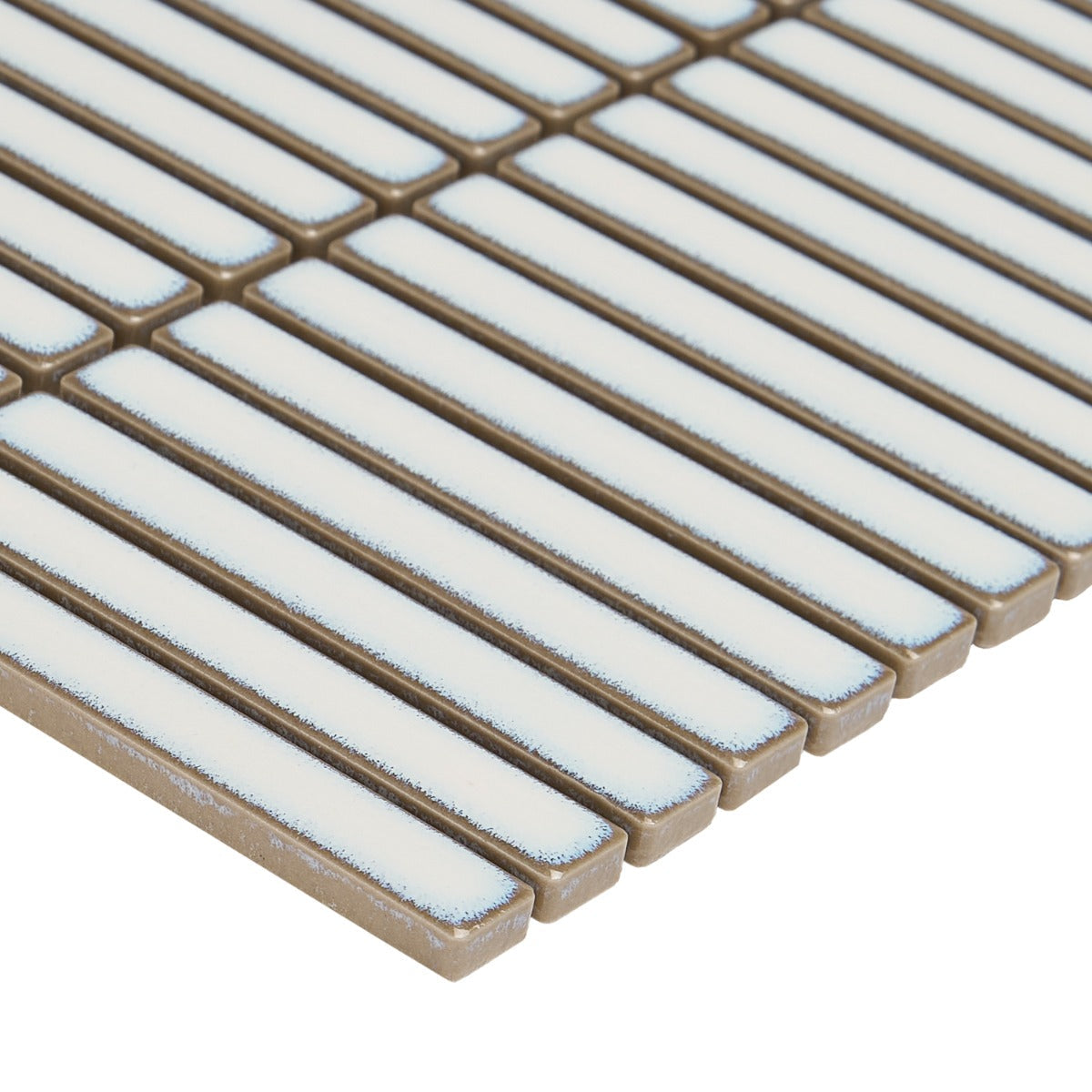 Kai Snow White 1x4" Tri-Stacked Glossy Porcelain Mosaic Tile