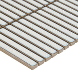 Kai Snow White 1x4" Tri-Stacked Glossy Porcelain Mosaic Tile