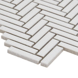Kai White 1x2" Herringbone Matte Porcelain Mosaic Tile by Lux Tile