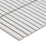 Kai White Matte Porcelain Mosaic Tile - 1x4" Tri-Stacked Design