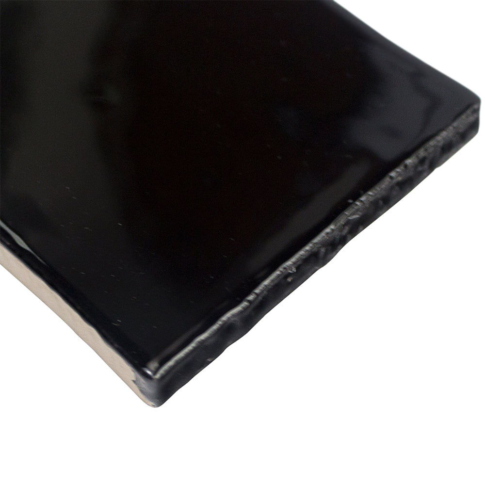 Lancaster Noir Black 3x12 Polished Ceramic Subway Tile for Walls