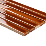 Kanbina Honey Brown 5x18 Crackled Glossy Ceramic Mosaic Tile