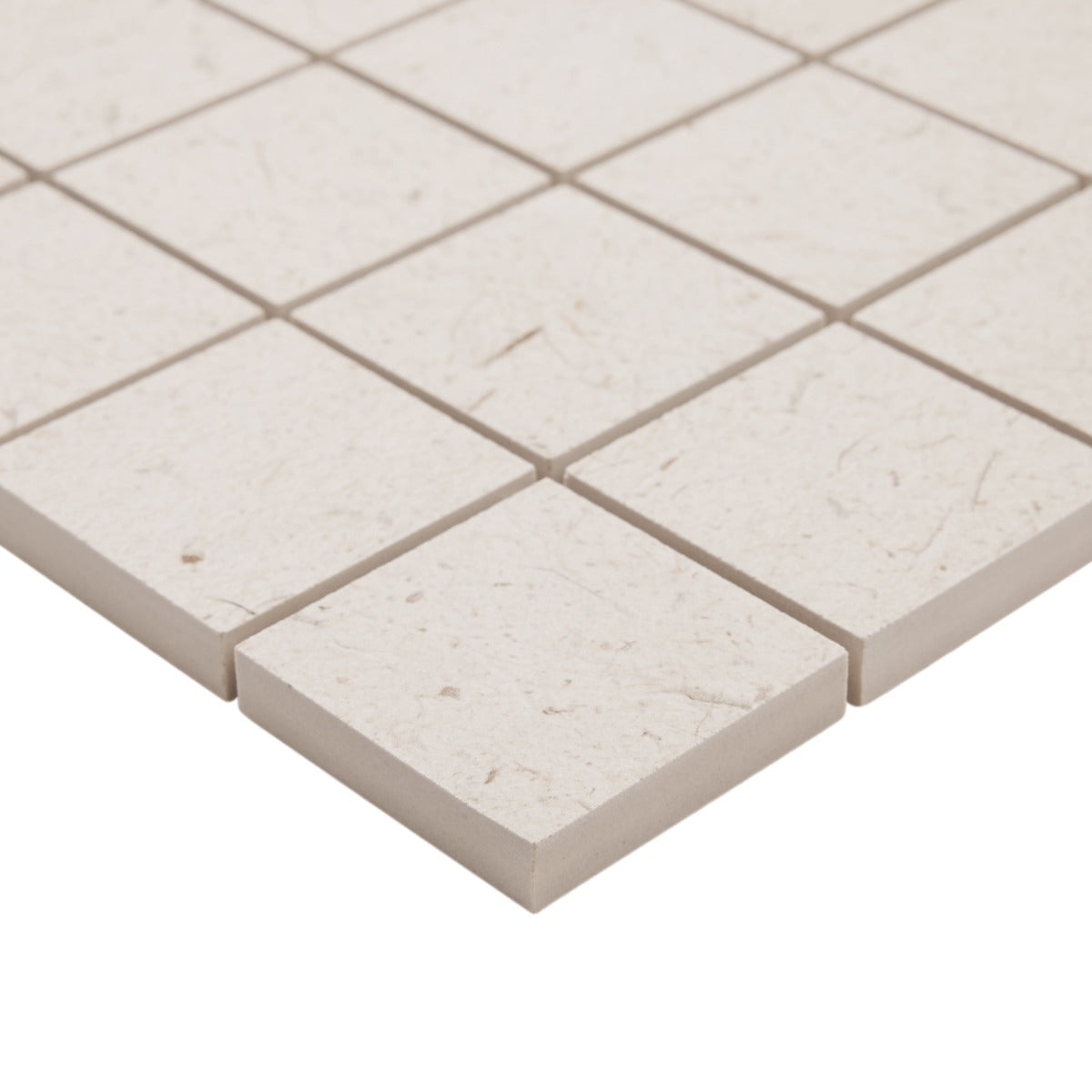 Hikari Paper Cream 2x2 Matte Mosaic Tile - Porcelain, Japandi Design