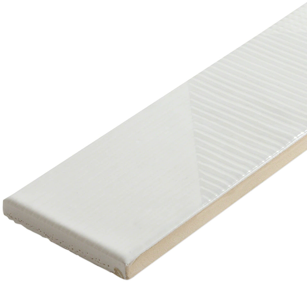 Enigma White 2x8 Textured Polished Ceramic Subway Tile - Lux Tile