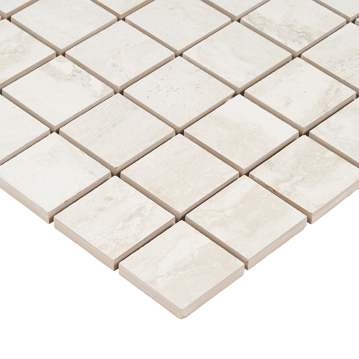 Basic Travertine Beige & Cream 2x2 Matte Porcelain Mosaic Tile