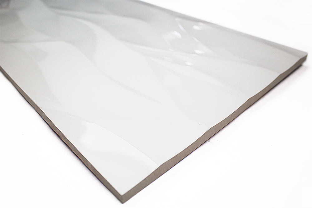 Billowy Clouds White 12x36 Polished Ceramic Wall Tile - Lux Tile