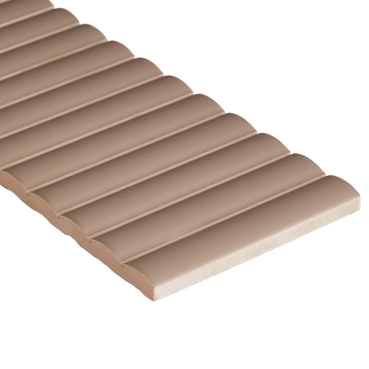 Roller Ribbed Taupe 4x12 3D Matte Ceramic Tile - Lux Tile