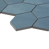 Bond Indio Blue Foliage Hexagon Matte Porcelain Mosaic Tile - Lux Tile
